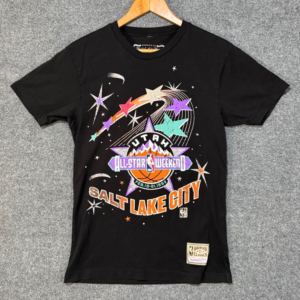 Mitchell Ness Shirt Mens Small NBA All Star Weekend 1993 Utah Black Graphic Tee